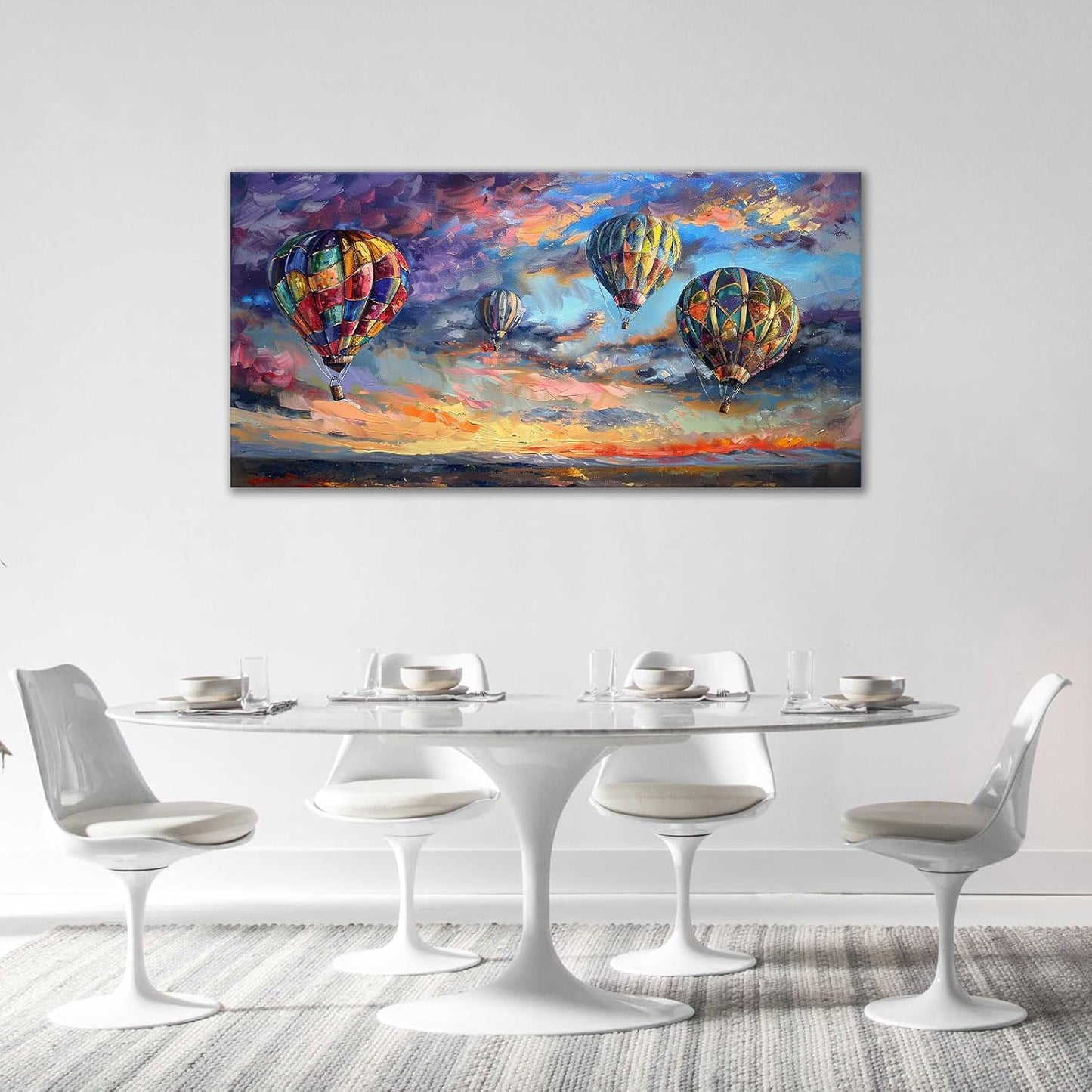 Extra Large Wall Art Hot Air Balloons Canvas Living Room Pictures Framed Prints Colorful Oversize Wall Decor Animal Painting Artwork for Bedroom Dining Home 60"x30"