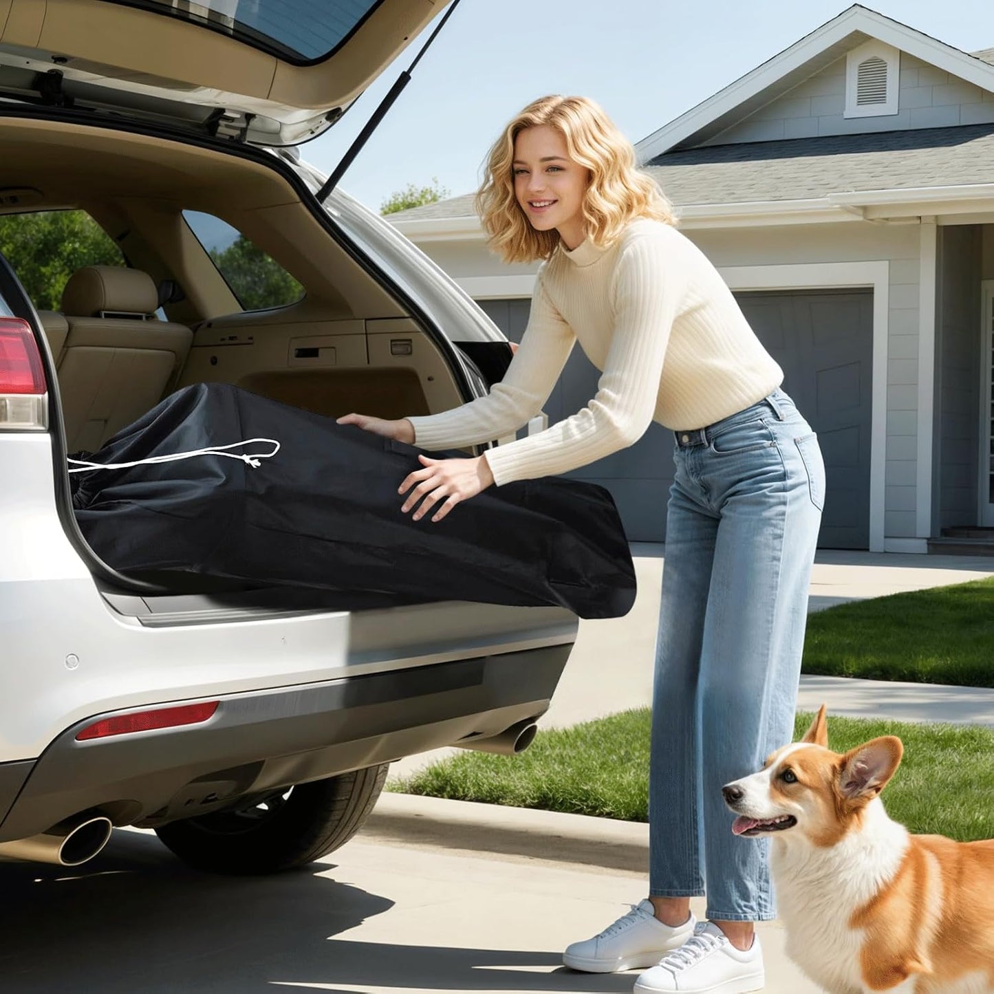 Magshion Compact Pet Stroller for Small-Medium Dogs/Cats up to 22lbs, 4-Wheel Lightweight Umbrella Shaped Portable Puppy Travel Jogger with Breathable Mesh, Cup Holder & Rear Storage, Black Polka Dots