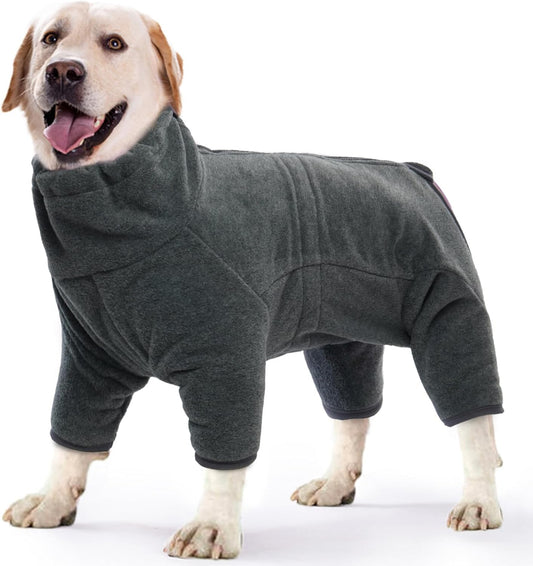 ROZKITCH Dog Winter Clothes for Large Dogs, Pet Windproof Warm Cold Weather Jacket Vest Cozy Jumpsuit Apparel Outfit Clothes for Large Giant Dog Walking Hiking Sleep Grey 4XL