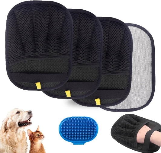 Pet Hair Removal Glove for Cats & Dogs,Electrostatic Gloves Pet Hair,Cat Grooming Gloves for Hair Removal,Reusable Pet Hair Remover Glove for Couch,Furniture,Carpet,Curtain,Clothe (3PCS)
