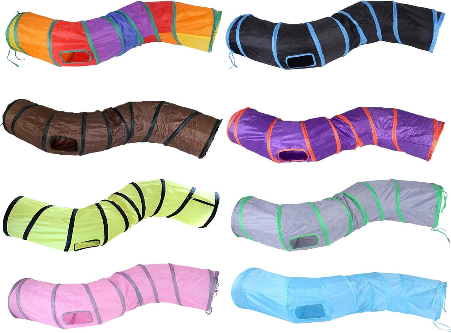 iCAGY Cat Tunnel for Indoor Cats Interactive, Rabbit Tunnel Toys, Pet Toys Play Tunnels for Cats Kittens Rabbits Puppies Crinkle Pop Up Brown 47" Shape S