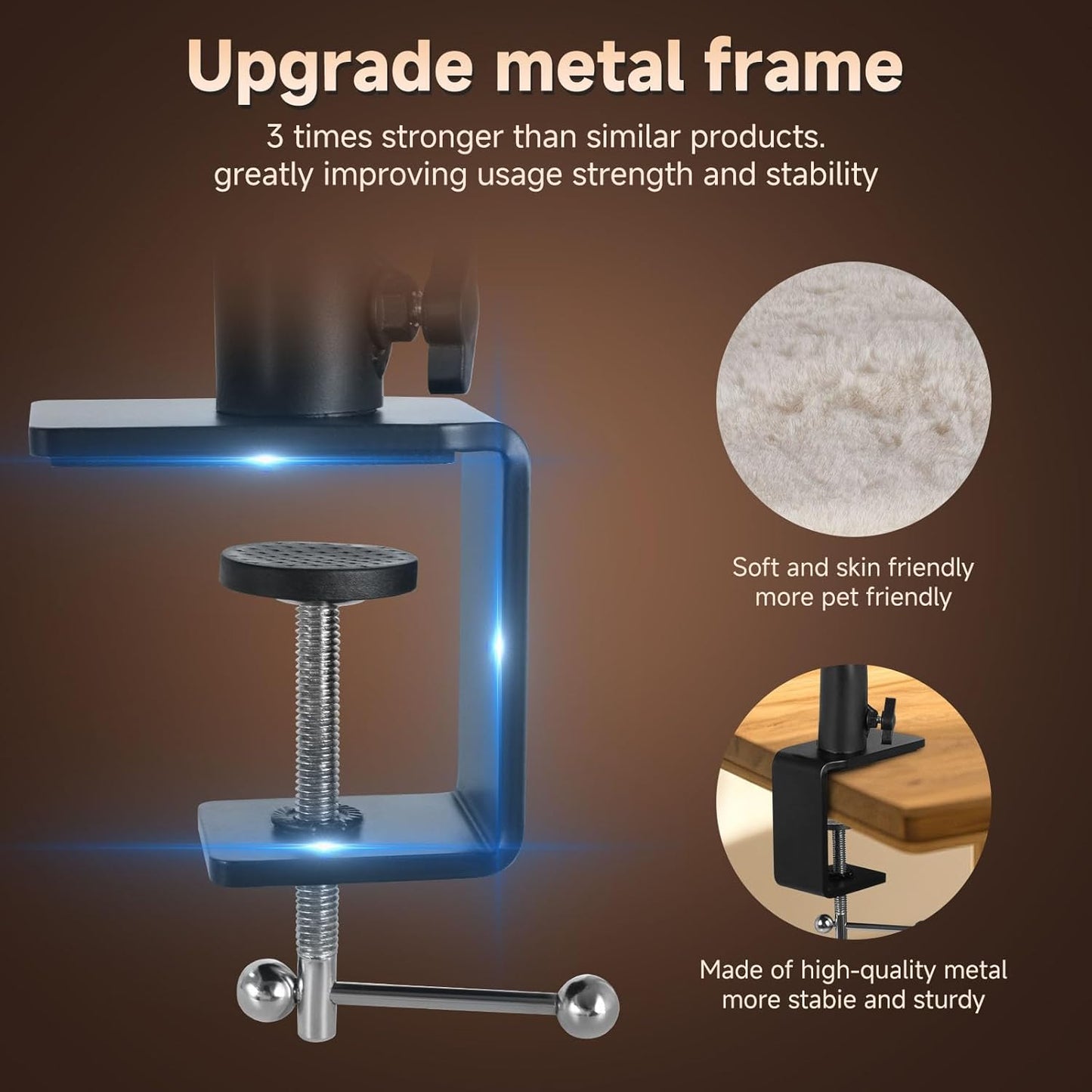 Cat Desk Bed - 360° Rotating Mount Attachment - Space-Saving Cats Hammock for Home Office/Computer Desks, Washable All-Season Indoor Pet Nest - Comfortable Perch