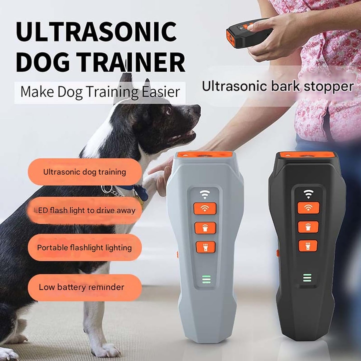 No Bark Ultra, Nobark Ultra Dog Bark Deterrent Device - Long Range Ultrasonic Anti Barking Device for Indoor & Outdoor, Stop Puppy from Crying at Night, Rechargeable Bark Shield for Dogs (Gray*1)