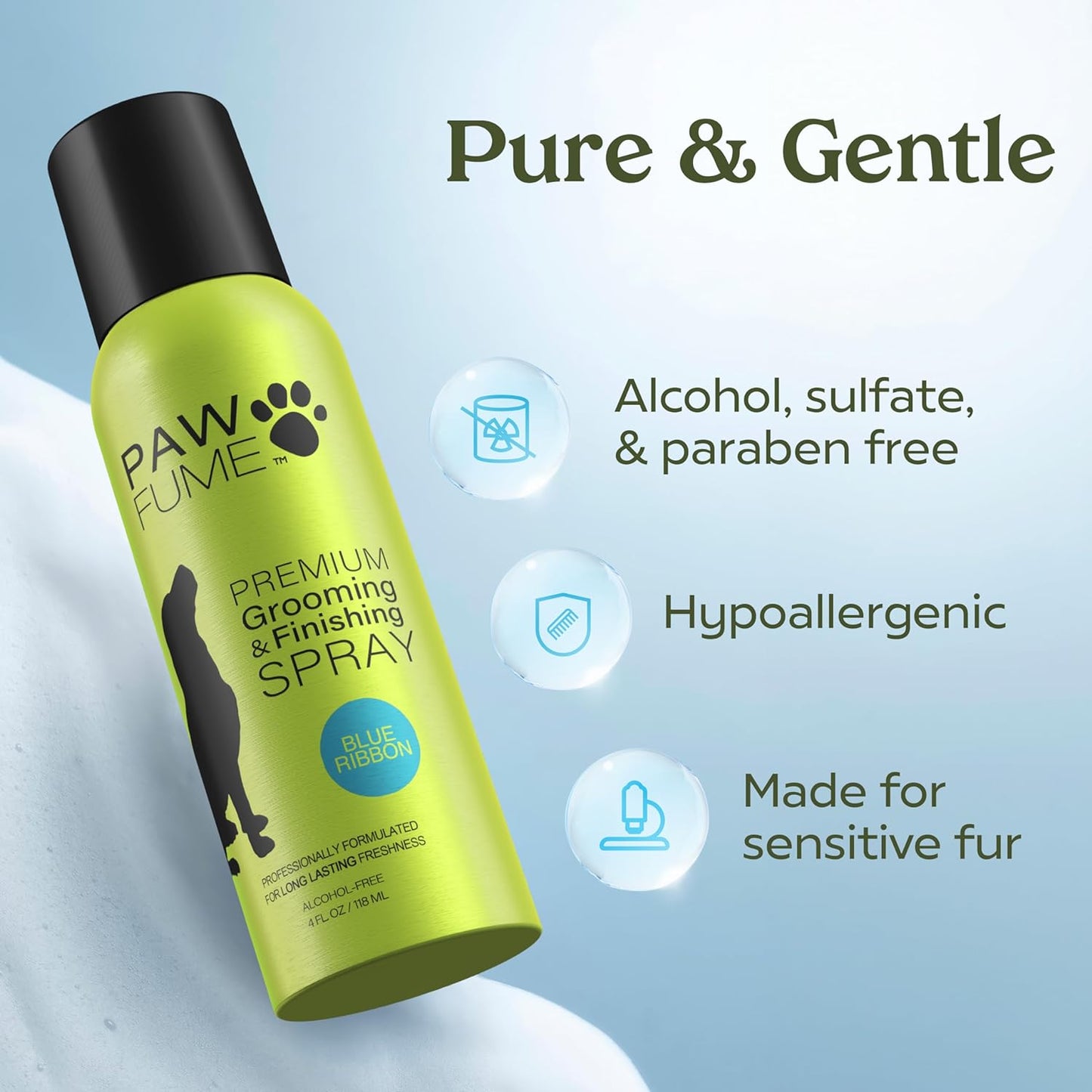 PAWFUME Dog Perfume Spray for Grooming, Blue Ribbon, 4-Pack – Keep Your Pup Fresh All Day – Probiotic, Alcohol-Free, Detangling & Moisturizing – Salon-Quality Dog Spray Deodorizer Perfume