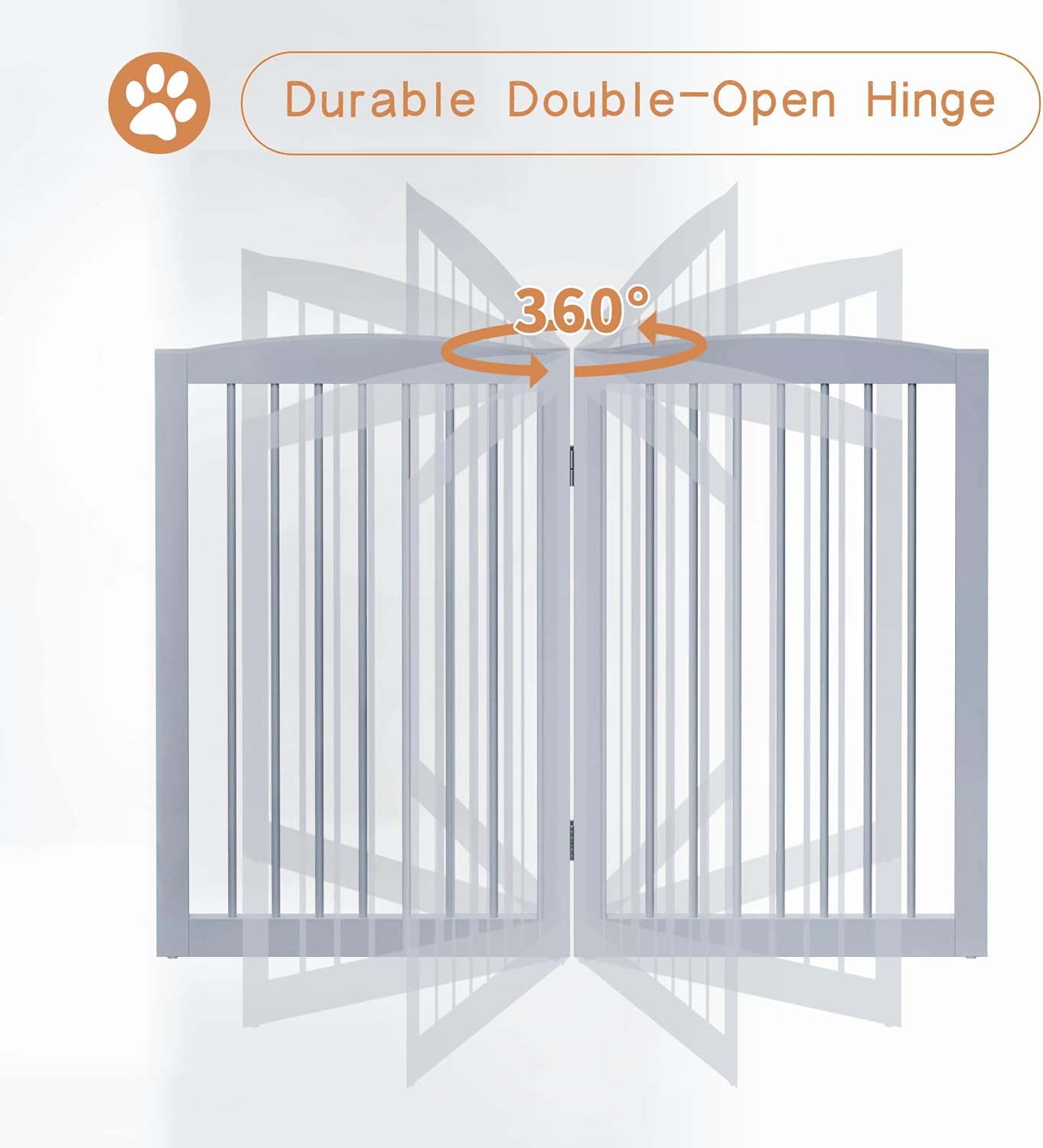 Freestanding Pet Gate for Dogs, Foldable Wooden Dog Gate for House Indoor, Tall Pet Fence for Stair, Doorway,Hall, Support Feet Included, 3 Panels 32",Grey