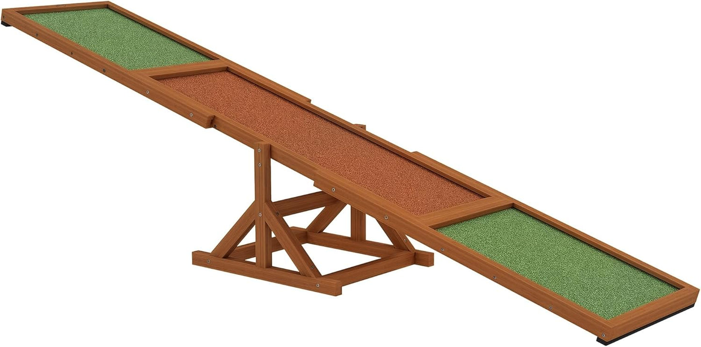 PawHut Wooden Dog Agility Seesaw for Training and Exercise, Platform Equipment Run Game Toy, Weather Resistant Pet Supplies, 83" L x 16" W x 14" H, Orange