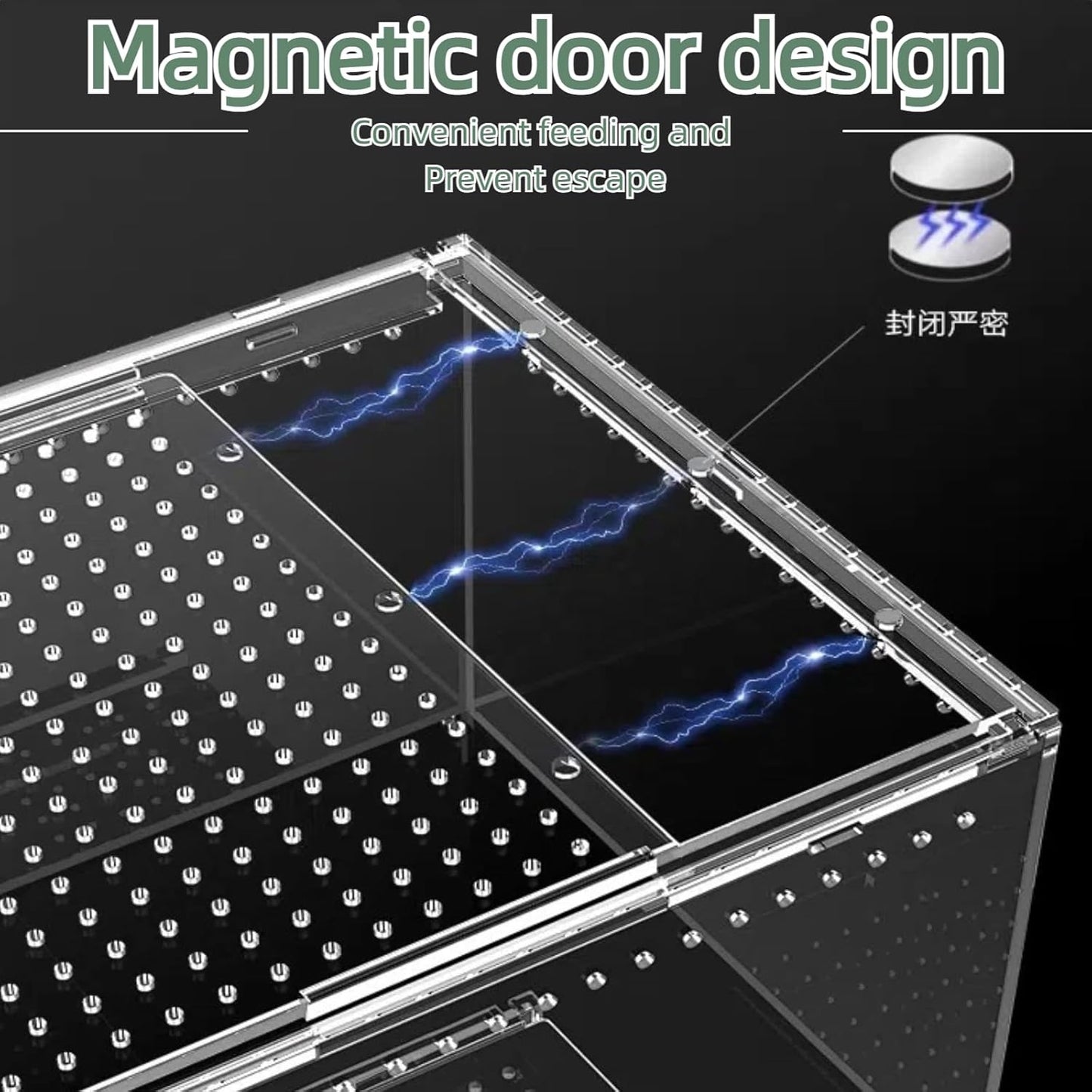 PC Reptile Terrarium, Leopard Gecko Tank, Jumping Spider Enclosure, Lizard Enclosure, Suitable for Gecko, Hermit Crab, Tree Frog, Tarantula, Praying Mantis Habitat Tank Starter (Large)