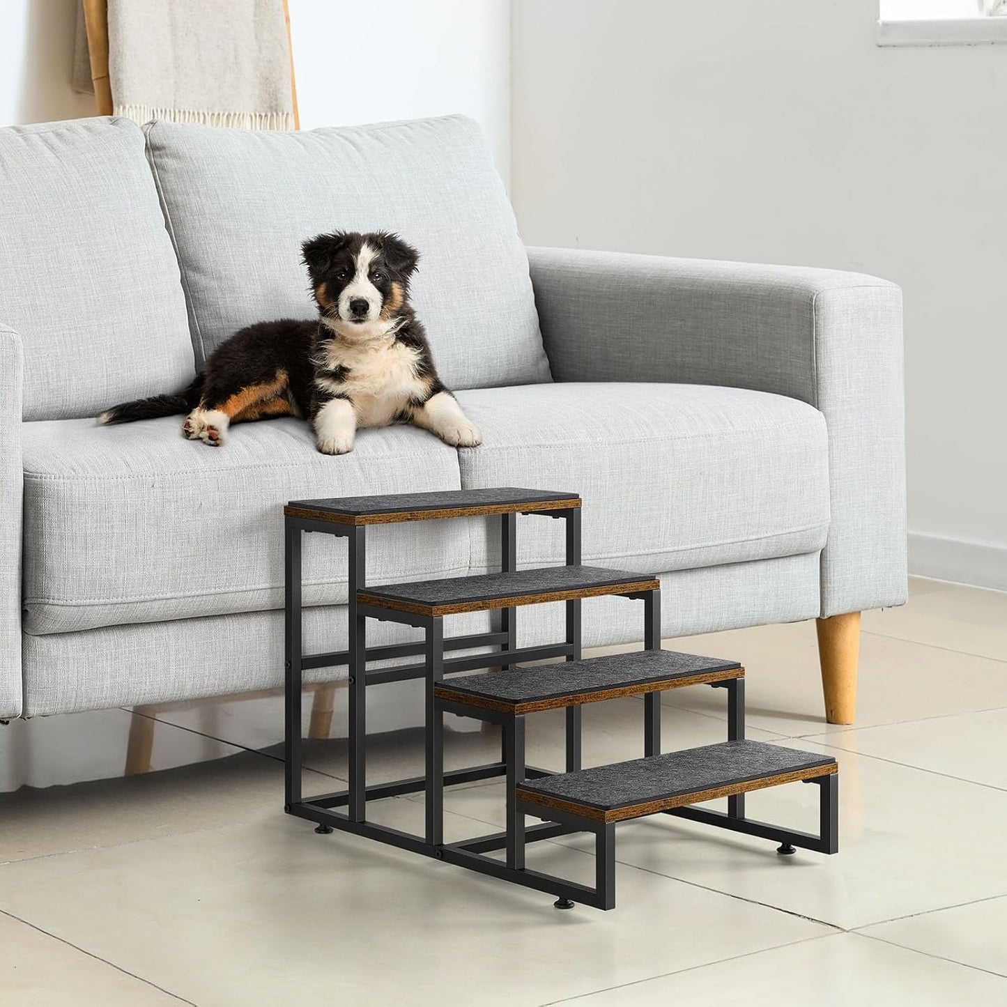 Dog Stairs for High Beds 4 Steps Dog Stairs for Small Medium Dogs Pet Stairs/Steps for Puppy, Cats, and Dogs, Easy to Walk on Dog Step for Beds and Cars