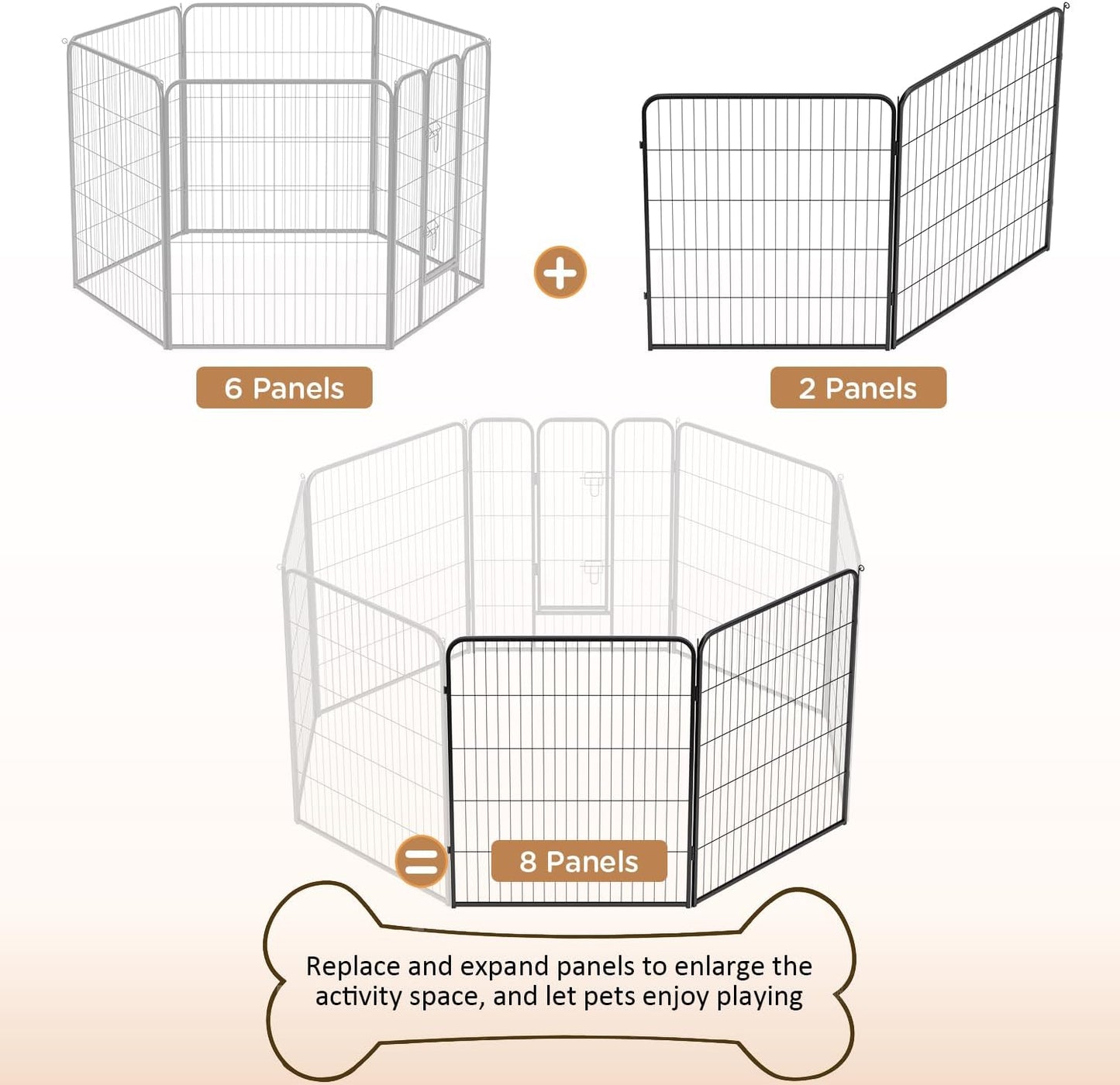 BestPet | Dog Playpen Extender | 40 Inch, 2 Panels | Heavy Duty Metal Pet Exercise Pen | Indoor Outdoor Fence Panels | Rust-Resistant, Removable, Tool-Free Setup | Anti-Skid, Expandable Design