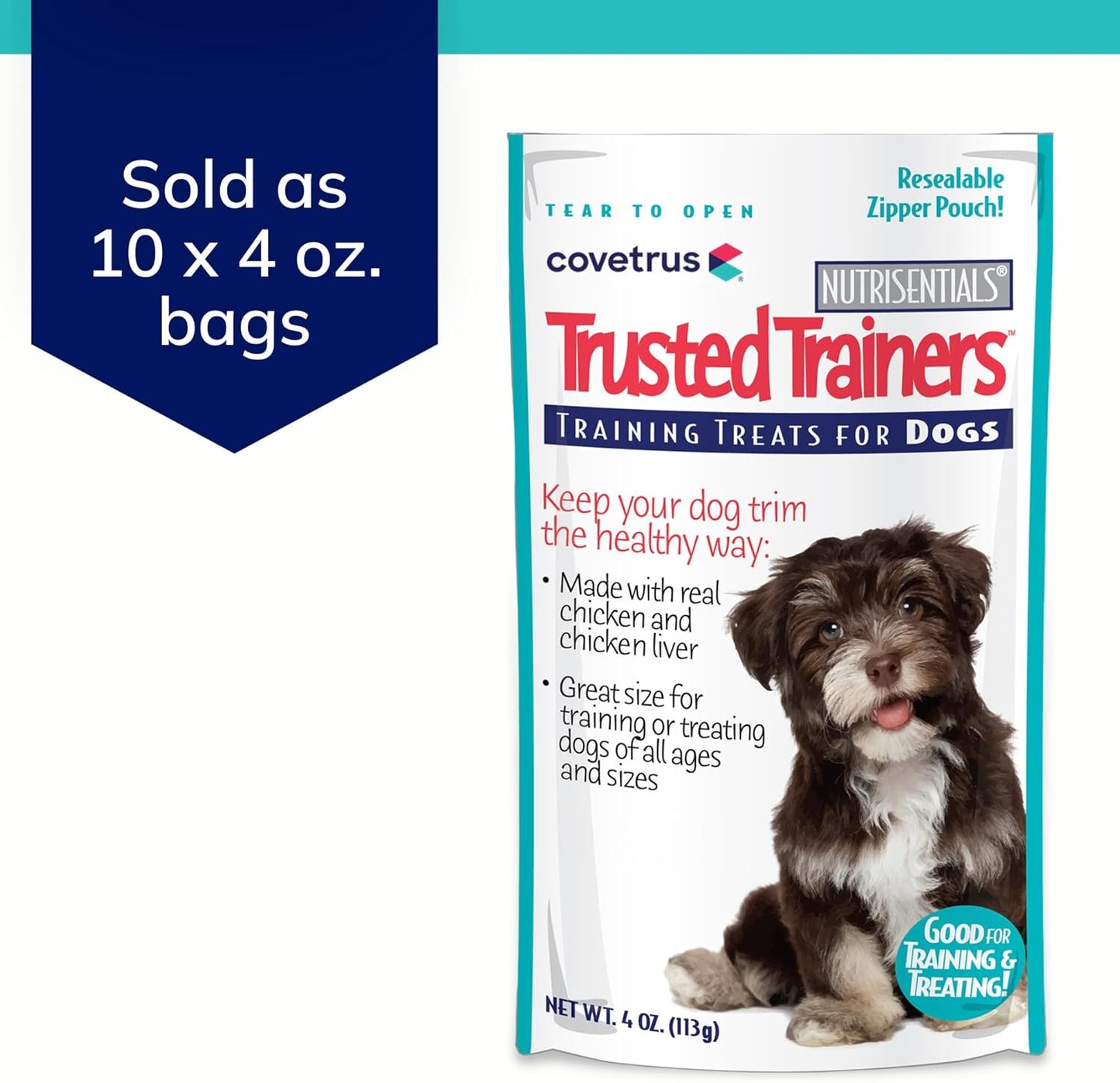 Covetrus NutriSentials Trusted Trainers Training Treats for Dogs - Soft Dog Treats for Small, Medium & Large Dogs - Chicken Flavor - 10 Pack - 4 oz