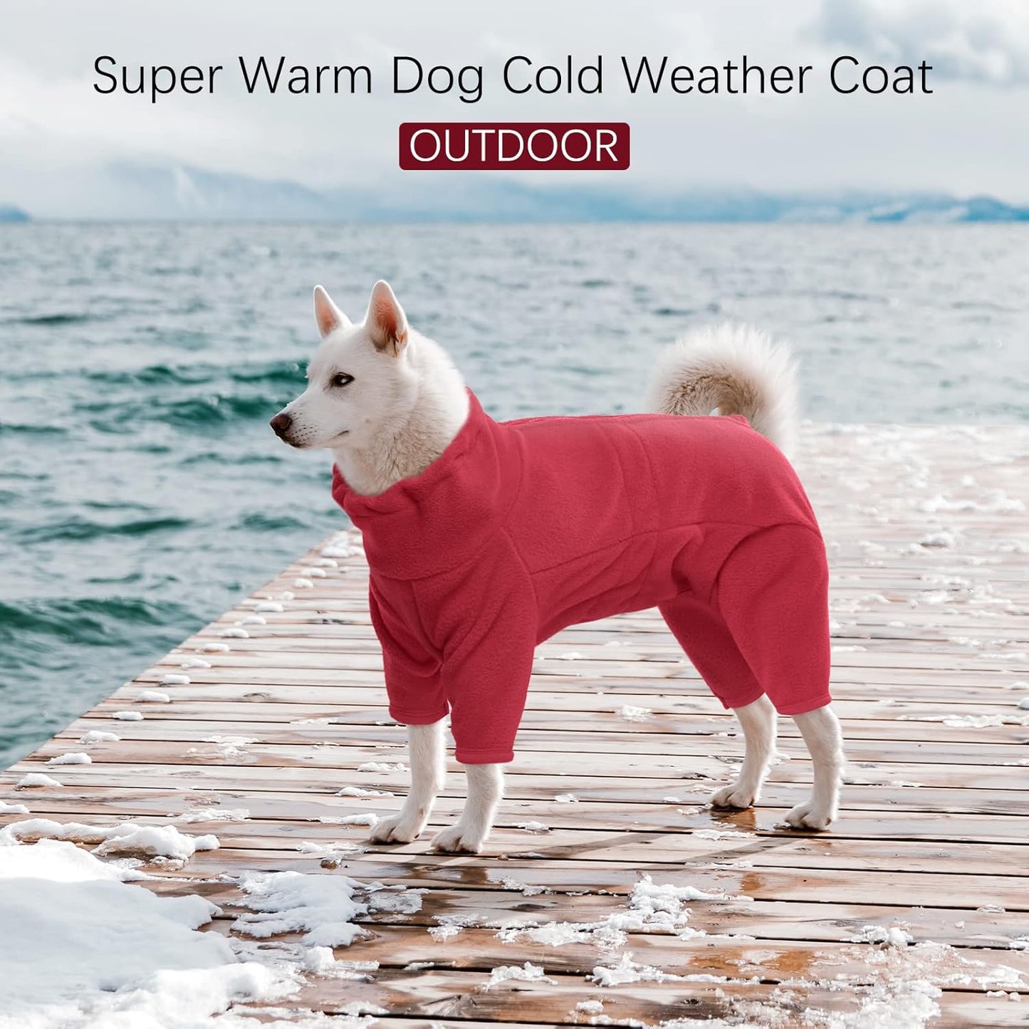 ROZKITCH Winter Dog Pajamas, Pet Windproof Warm Cold Weather Jacket Vest Cozy Jumpsuit Apparel Outfit Clothes for Small Medium Large Dog Walking Hiking Sleep Red 2XL