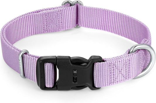 Mikivery Nylon Dog Collar with Quick Release Buckle Soft Adjustable Sturdy for Small Medium Large Dogs Violet,L