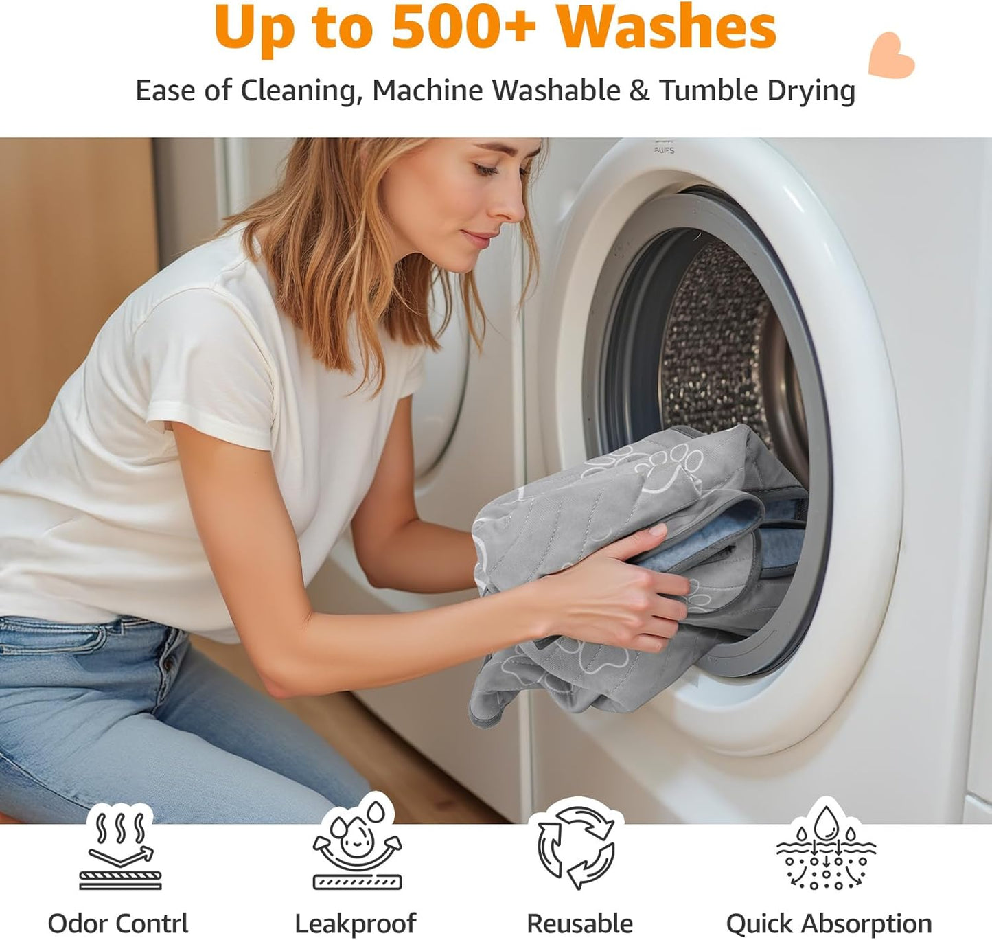 Washable Pee Pads for Dogs Reusable: 2 Pack Waterproof Puppy Pads Absorbent Quick Dry Training Pads - Non Slip Puppy Whelping Mats for Grate, Floor, Housebreak, Couch 18"x24"