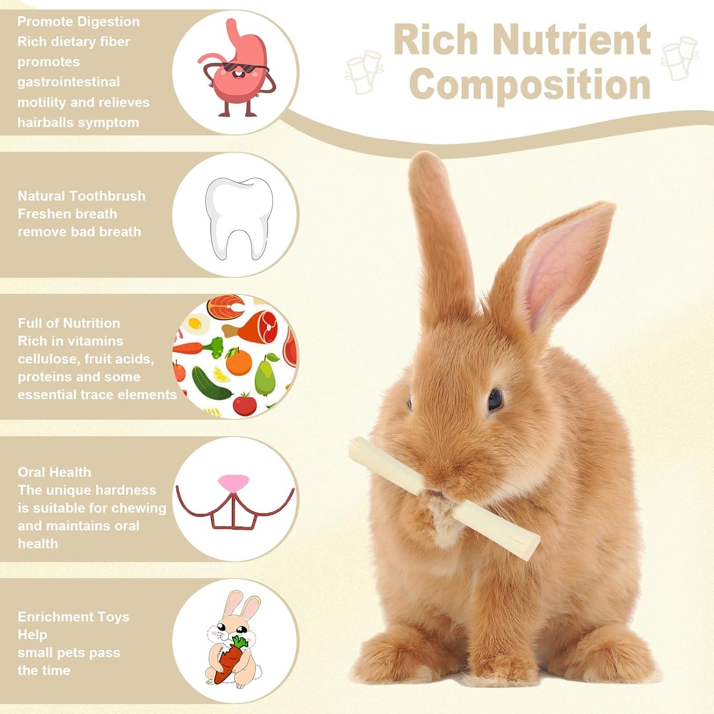 900g Sweet Bamboo Chew Sticks for Rabbits, Chinchilla Rabbit Toys Guinea Pig Chews Sticks, Natural Rabbit Bunny Molar Treats Snacks Toys for Chinchilla, Guinea Pig, Hamster Small Animals