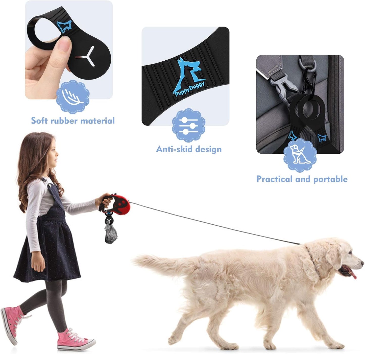 PuppyDoggy Dog Poop Bag Holder for Leash Waste Bag Carrier Dog Poop Bag Dispenser for Walking Running Bicycle Accessory 4 Pieces
