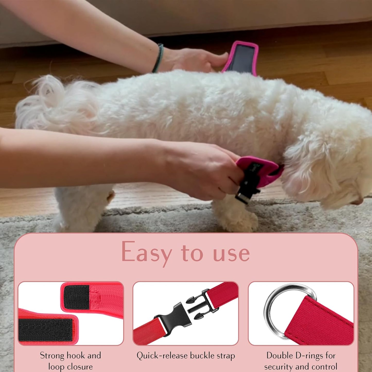 Comfort fit Step-in Dog & Puppy Harness - Comfortable All Weather Dog Vest Harness: Adjustable, Soft Padded, Easy to Put-on for Small, Medium-Sized Dogs.