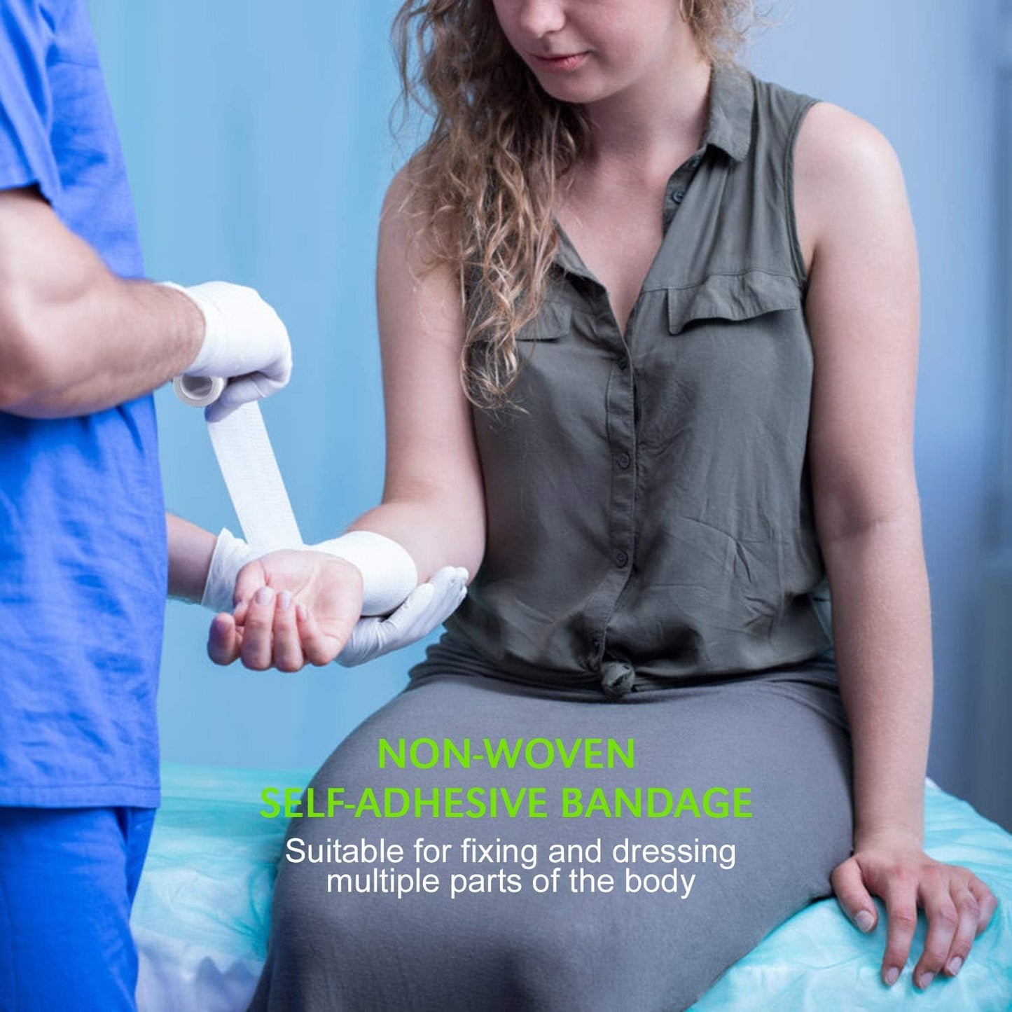 TOBWOLF 12PCS Self Adhering Bandage, 4" x5yd / 10cmx4.5m Cohesive Elastic Bandage Wrap Gauze Roll, Breathable Sports Tape, Medical Wrap for Wrist Ankle Knee Leg Sprains Swelling - White