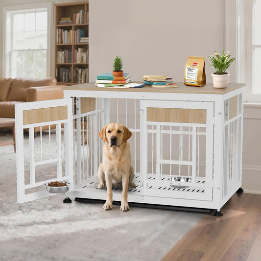 Heavy Duty Dog Crate Furniture for Large Dogs, Decorative Pet House End Table, 42.9 Inch Large Wooden Cage Kennel Furniture Indoor for Medium Dog