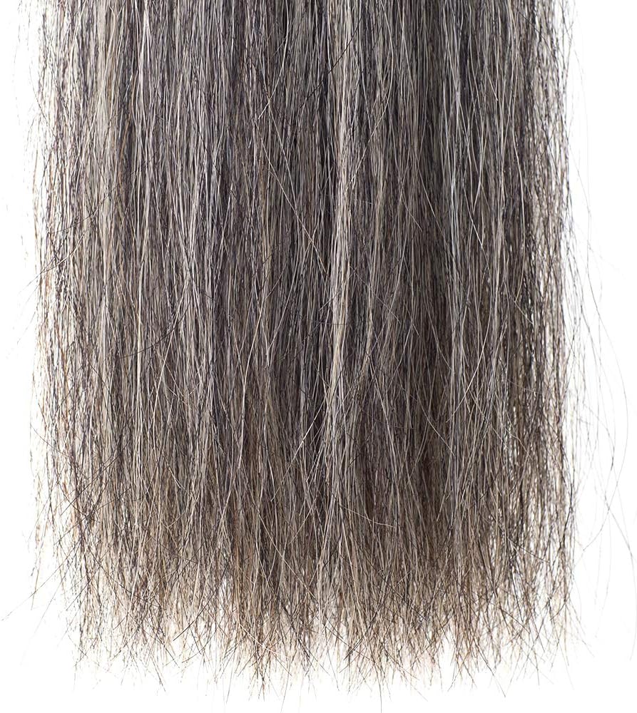 Horse Tail Extensions with Braided Horsehair Loop, Blunt Cut Bottom, 34-36 inches Long and 1 lb Weight (Dark Gray)