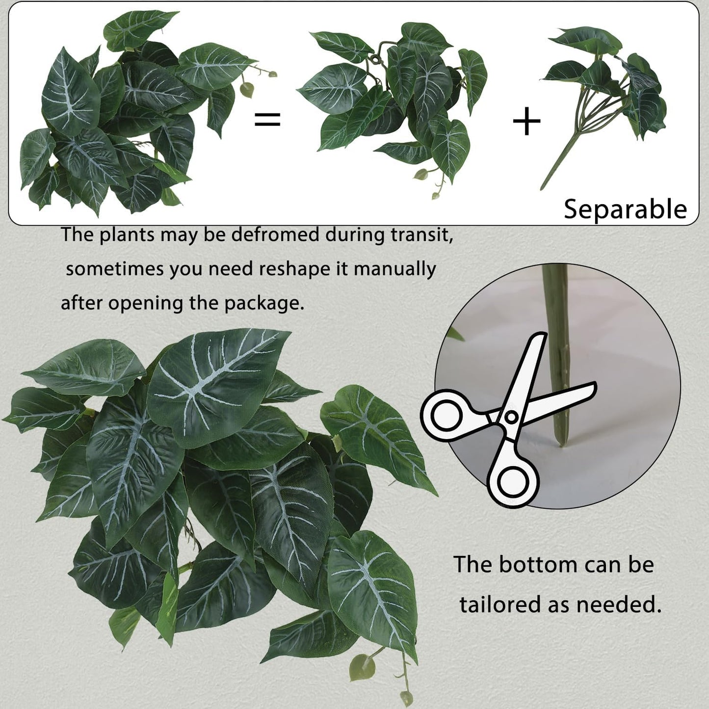 IBWell Fake Reptile Plants for Reptile Terrarium Plants, Reptile Plant Décor, Turtle Tank Plants with Suction Cup