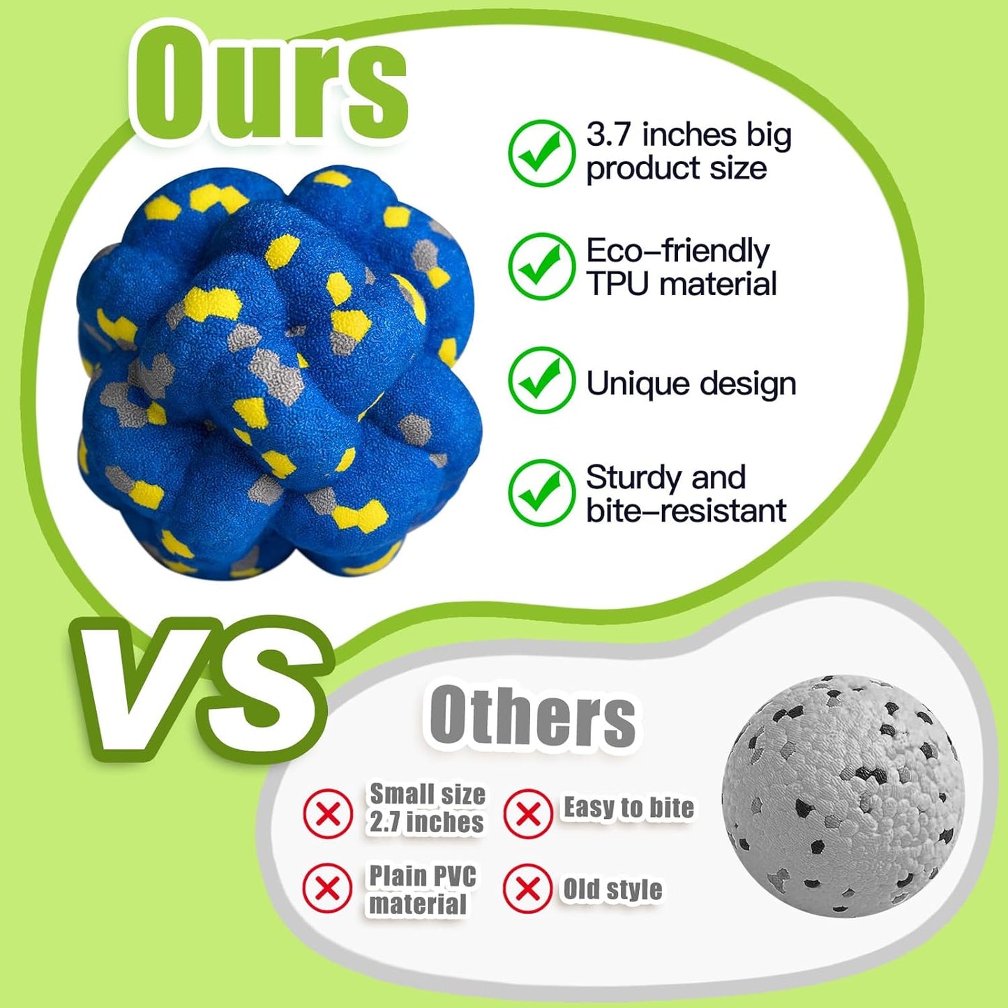 Upgrade Dog Balls Interactive Toys for Aggressive Chewers, Indestructible Tennis Durable Bouncy for Fetch Game, Lightweight Floating, 4pcs