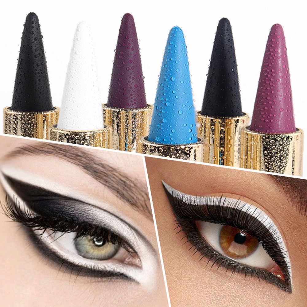 evpct 2Pcs Black White Gel Eyeliner Pencils Eye Black Face Paint Stick Lipstick Halloween Makeup Set Waterproof Smudge Proof Liquid Eyeliner Pen Crayon Smokey Eye delineador de ojos contra el agua