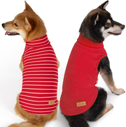KYEESE 2Pack Dog Sweater Warm Pets Fleece Sweater Turtleneck Dog Outfit for Small Dogs Boy Girl Soft Lightweight Dogs Clothes Comfy Sleeveless Doggie Sweatshirt Stretchy Pet Coat Red,S