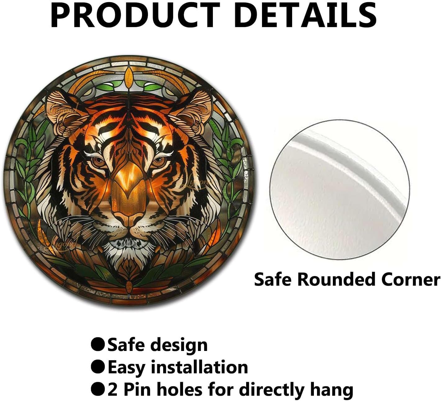 Lygond Metal Tin Sign - Circular Stained Glass Toilet Decor - Pub 12x12 Inches