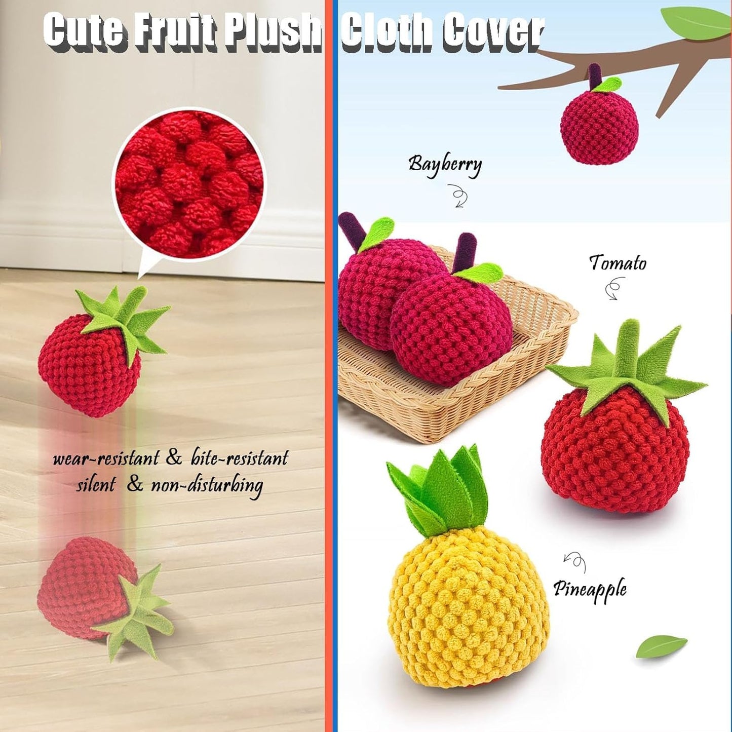 Zoomie Buddy 2.0, Zoomie Buddy for Dogs, 2 in 1 Smart Touch Interactive Dog Balls ＆ Pet Feeder, 2.83" Diameter, Suitable for Small/Medium Dogs, with Fruit Plush Cover (Blue, Bayberry)