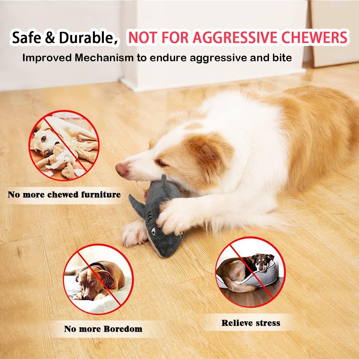 Interactive Dog Toys,Flopping Fish Dog Toys for Large/Medium/Small Dogs,Squeaky Plush Dog/Puppy Toys,Touch Activated