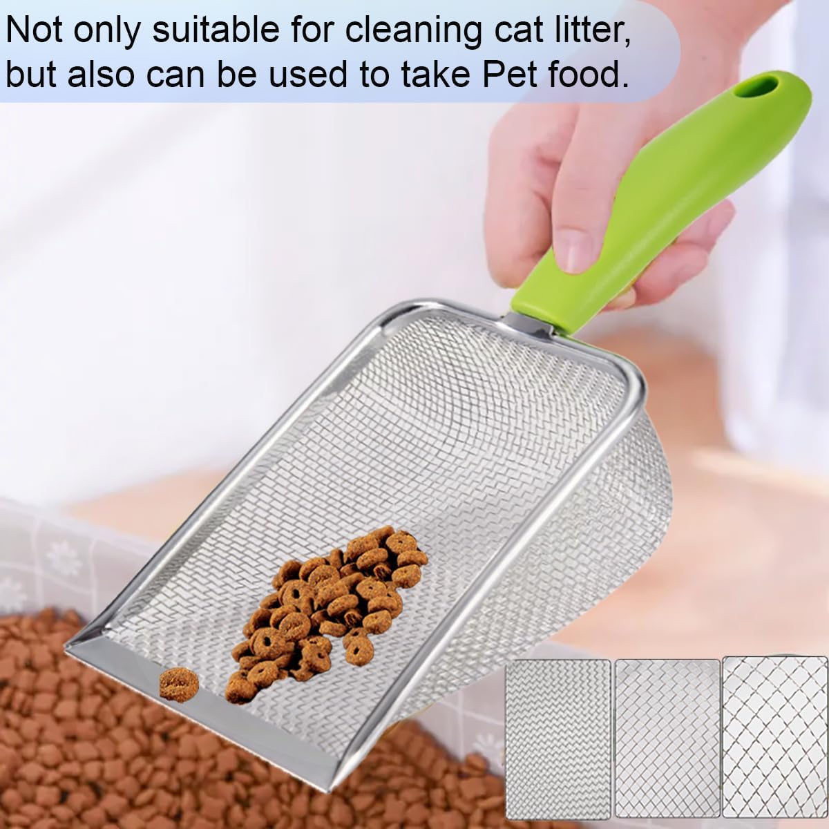 3PCS Stainless Steel Cat Litter Scoop,Litter Cleaner Corner Scoop Sand Sifter,Easy to Clean Cat Little Box, Sifting Litter Scoop Shovel for Reptile Terrarium Sand Waste