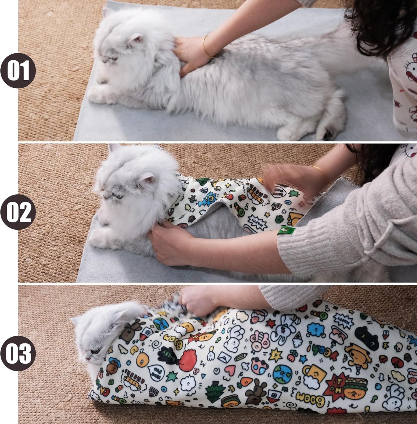 35.5" Cat Grooming Wrap Cat Wrap for Cutting Nails Cat Restraint for Nail Clipping Cat Swaddle Wrap Cat Burrito Wrap XL(Within 22lbs) Anti-Scratch Anti-Escape Multifunctional Pet Tool