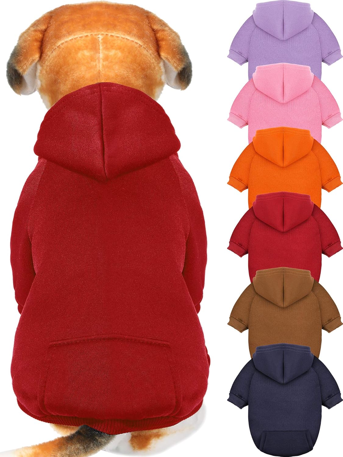 6 Pieces Dog Hoodie Dog Clothes Sweaters with Hat, Pet Winter Clothes Warm Hoodies Coat Sweater for Small Dogs Chihuahua (M)