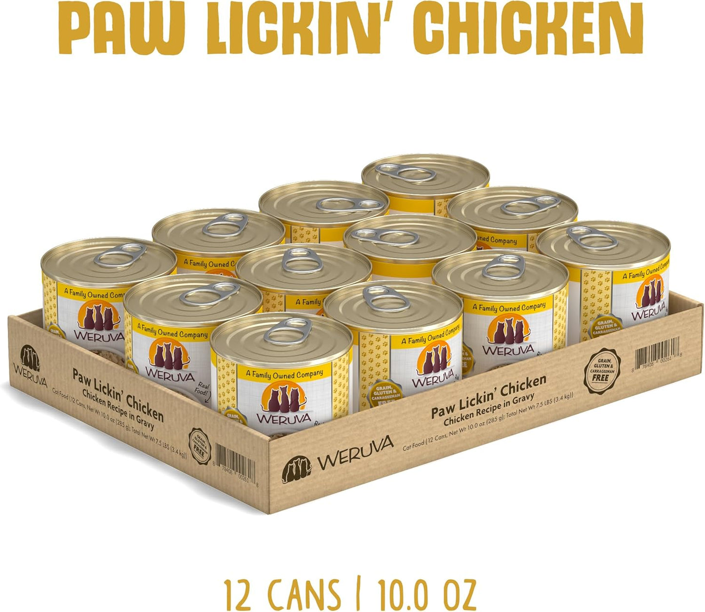 Weruva Classic Cat Food, Paw Lickin’ Chicken with Chicken Breast in Gravy, 10oz Can (Pack of 12)