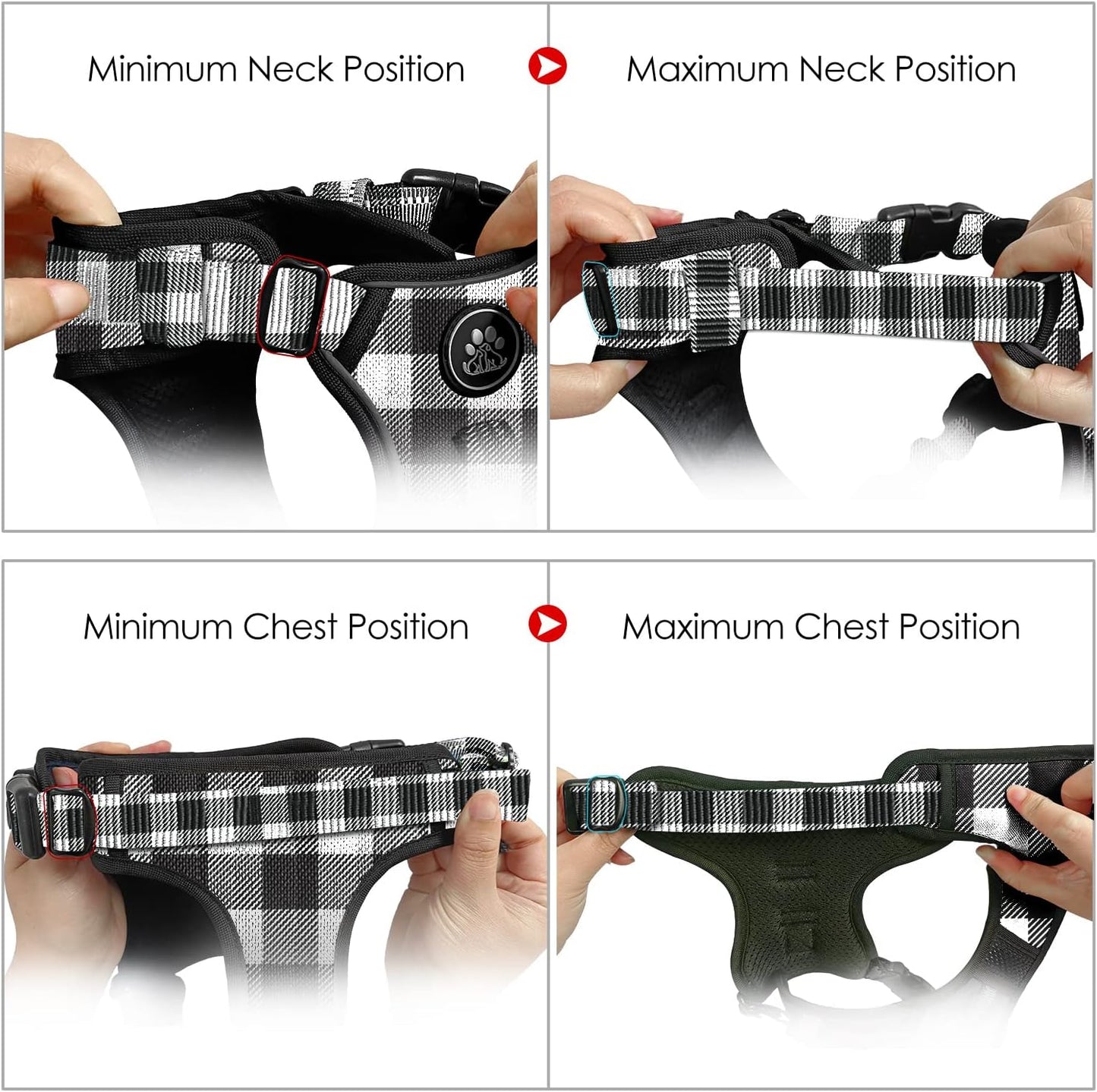 NESTROAD No Pull Dog Harness with Leash, Reflective No Choke Pet Vest Harness,Adjustable Soft Padded Dog Harness with Easy Control Handle for Large Dogs(Checkered Black,Large)