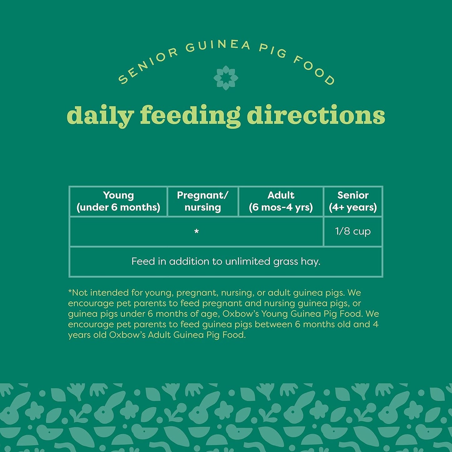 Oxbow Essentials Guinea Pig Food, Senior, Made Alfalfa for Guinea Pig, Pet Food Pellets with Vitamin C, Small Animal Pet Products, Made in USA, High Fiber, 4 lb. Bag