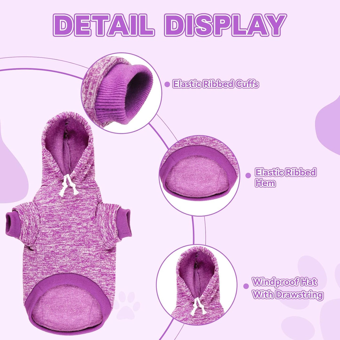 Dog Sweaters for Small Dogs Dog Hoodie Fleece Sweater Soft Clothes Sweatshirt with Pocket Hoodie for Small Dogs Puppy Sweater(Purple&XS)