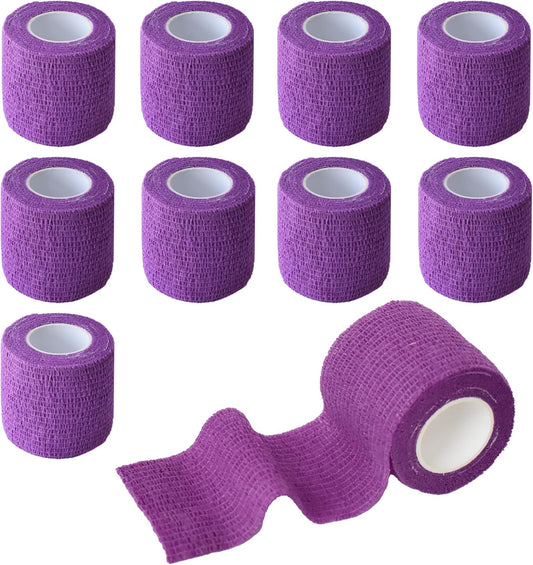 9 Pack 2" x 5 Yards Self Adhesive Bandage Wrap Self Stick Wrap for Ankle, Wrist, Finger, Sports, Breathable Cohesive Vet Tape for Pets (Purple)
