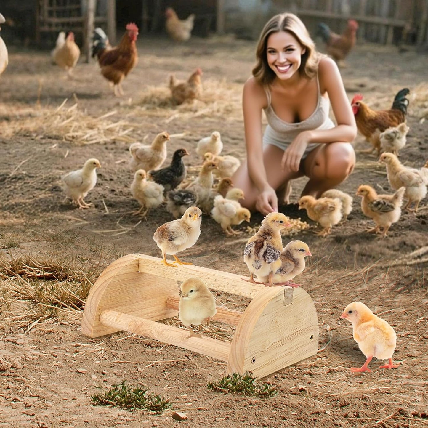 Chicken Perch Chicken Roosting Bar, Chick Perch Toys for Coop and Brooder for Baby Chicks,Strong Wooden Bird Perch,Training Perch Toys for Large Bird, Parrot, Macaw, Hens (Small)