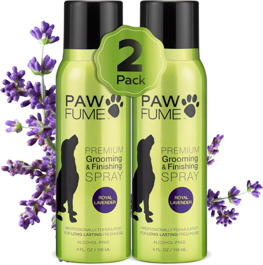 PAWFUME Dog Detangler Grooming Spray, Royal Lavender, 2-Pack – Keeps Pups Fresh All Day – Hypoallergenic, Alcohol-Free, Detangling & Moisturizing – Salon-Quality Dog Necessities for Coat & Fur Care