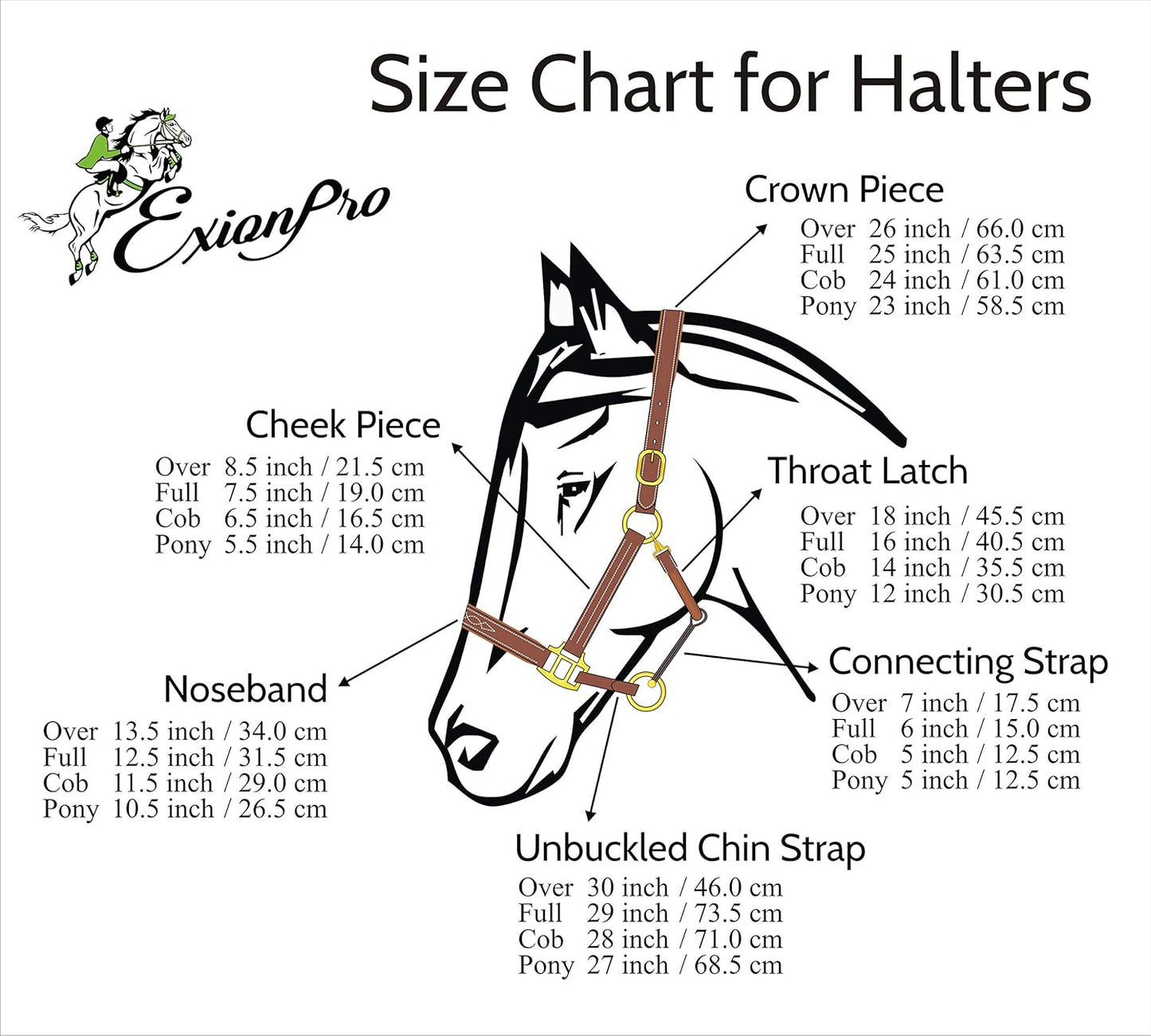 Exion Leather Horse Halter with Fancy Stitching | Black & Brown Padded Halter with Silver Brass Hardware | Quick-Release Snap | Adjustable Leather Halter – Cob, Full, Over, Pony Sizes