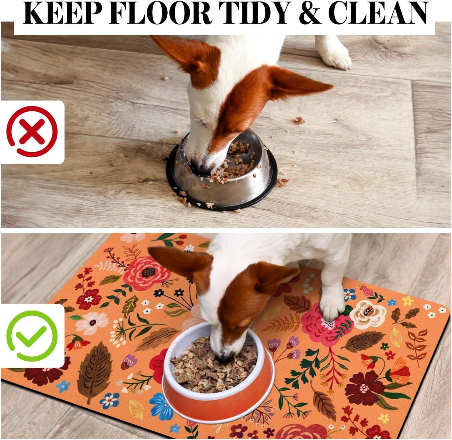 Dog Food Mats for Floors, Absorbent Dog Bowl Mat for Food and Water Dispenser Mat, Quick Dry Cat Food Mat Pet Supplies