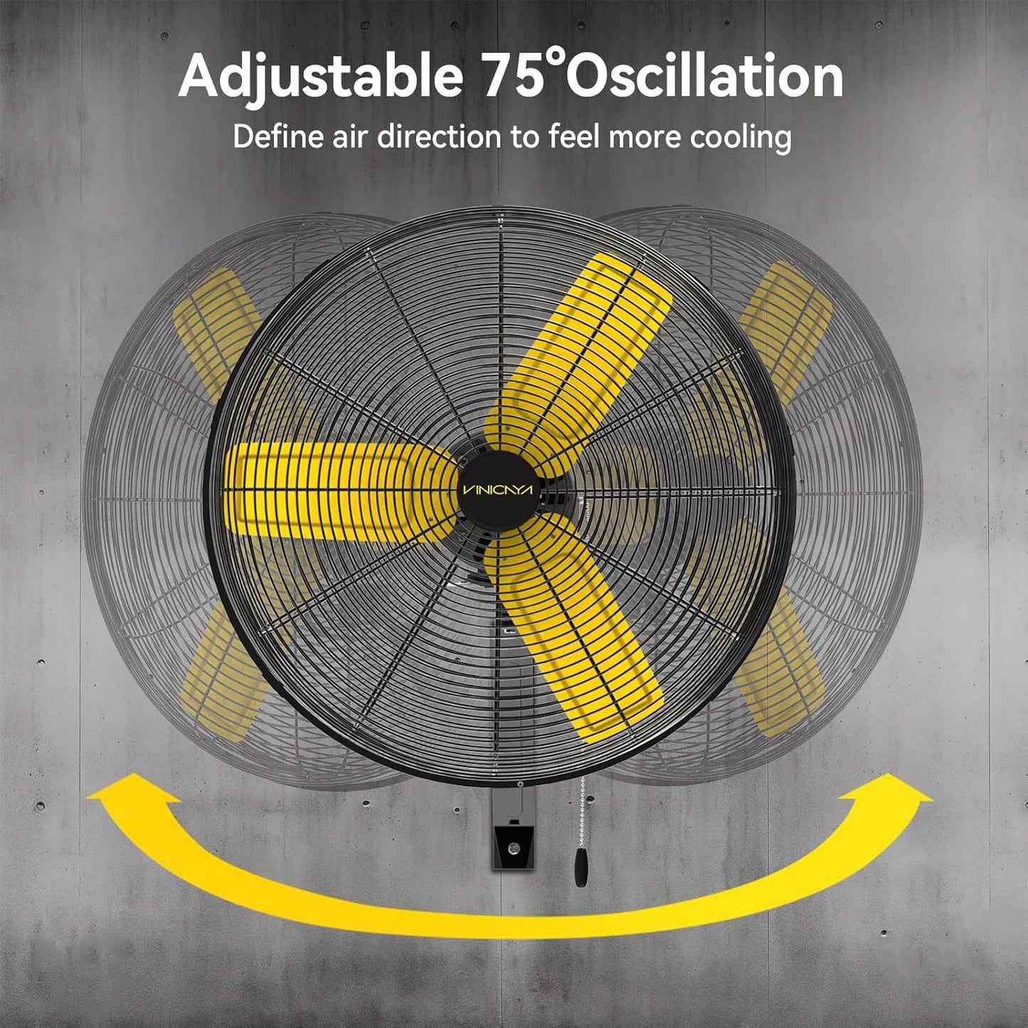 24 Inch Industrial Wall Fan Oscillating with 2 Pack, 7800 CFM Commercial Metal Wall Mount Fans with Poweful Motor, 3 Speed, Heavy Duty Indoor for Warehouse, Workshops, and Garage, UL Listed