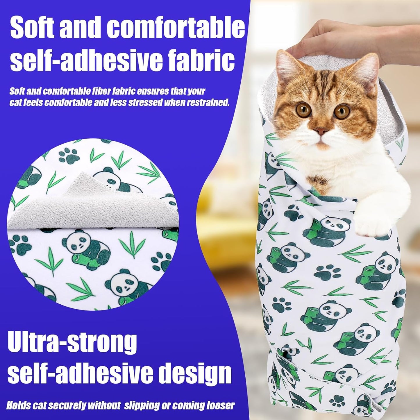 XANGNIER Cat Wrap for Grooming,Cat Restraint Wrap for Cutting Nails,Fabric Burrito Wrap for Nail Clipping, Anti-Scratch, Anti-Escape,Multifunctional Swaddle Wrap Pet Tool (20.8 x 20.8 Inch)