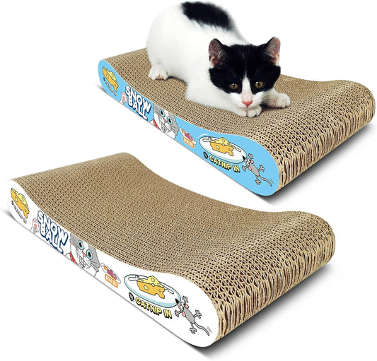 TTCAT Cat Scratching Pad, 2 Pack Corrugated Cat Scratcher Cardboard, Bone Type Durable Cat Scratching Board Reversible with Catnip for Furniture Protection…