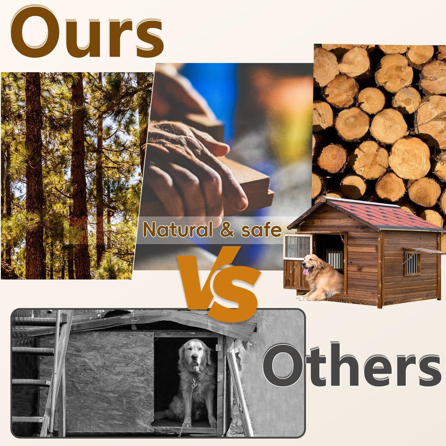 Waterproof Dog Houses for Large Dogs Outside with Door and Window, Luxury Dog House Outdoor, Sturdy Pet House for All Seasons and All Weather, 5XL