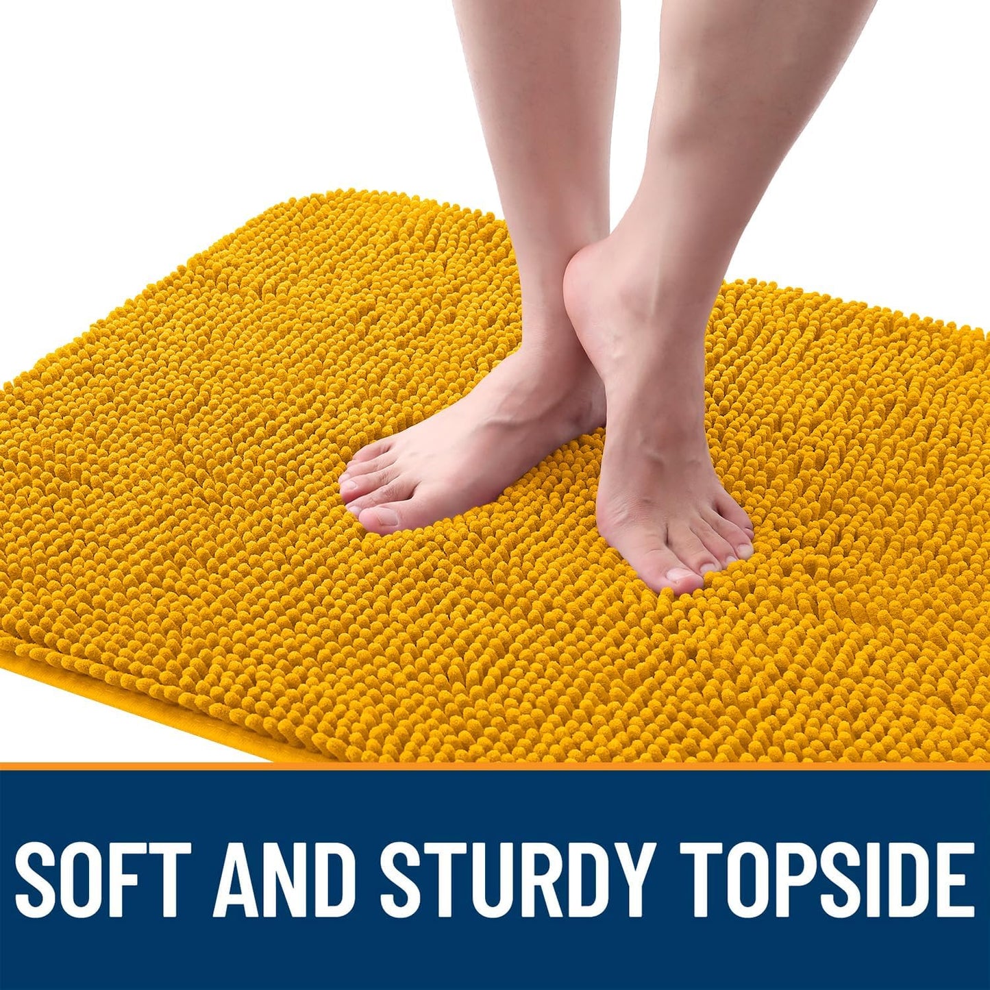 OLANLY Dog Door Mat for Muddy Paws 44x24, Absorbs Moisture and Dirt, Absorbent Non-Slip Washable Doormat, Quick Dry Chenille Mud Mat, Entry Indoor Entryway Carpet for Inside Floor, Golden Yellow