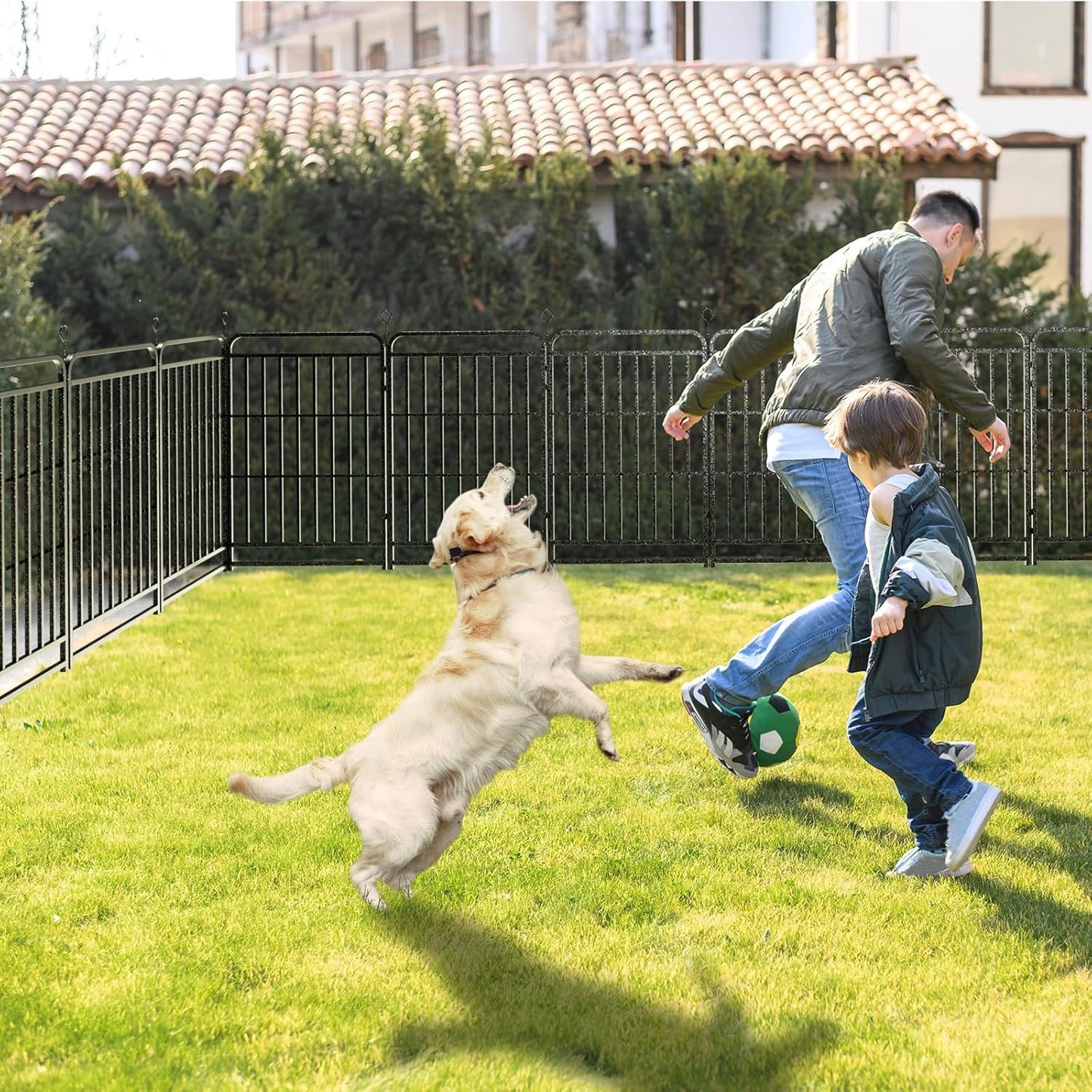 Dog Playpen Outdoor 16 Panels Heavy Duty Dog Fence 32" Height with Thick Pipe Anti-Rust with Doors Portable for RV Camping Yard, Total 36FT, 103 Sq.ft, Snowy Black