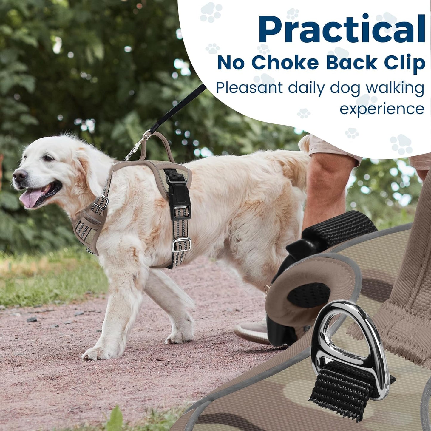 Funfox Dog Harness No Pull, Adjustable Pet Vest Harness, Super Soft Material with Vertical Handle Easy Control, Reflective Night Walking, 2 Leash Clips for XLarge Dogs, Camo Brown, XL