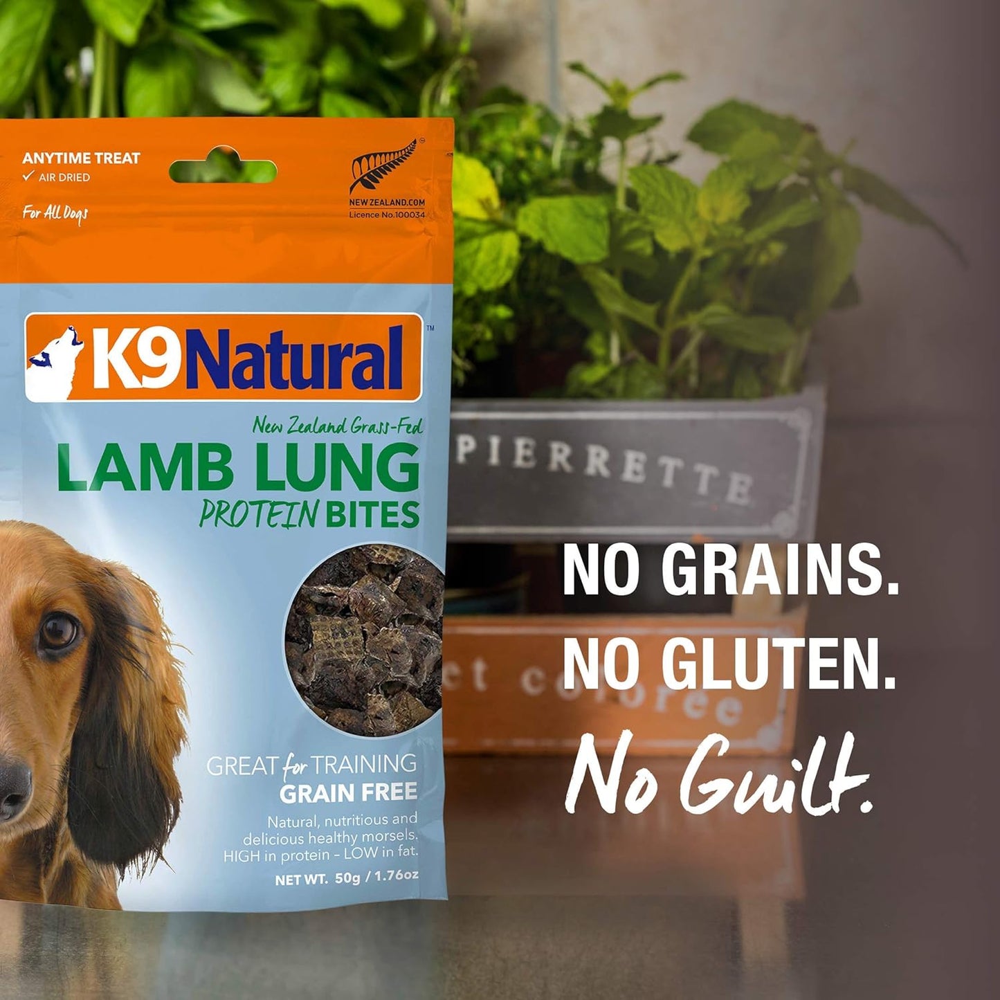 K9 Natural, Freeze-Dried Single Ingredient Dog Treats, High-Value, Low-Calorie Protein Bites for Active Dogs, Healthy Dog Training Treats, Grain-Free Reward, Lamb Lung, 1.76oz